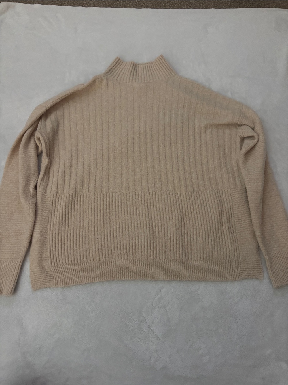 Time and Tru Beige Ribbed Cowl Neck Sweater